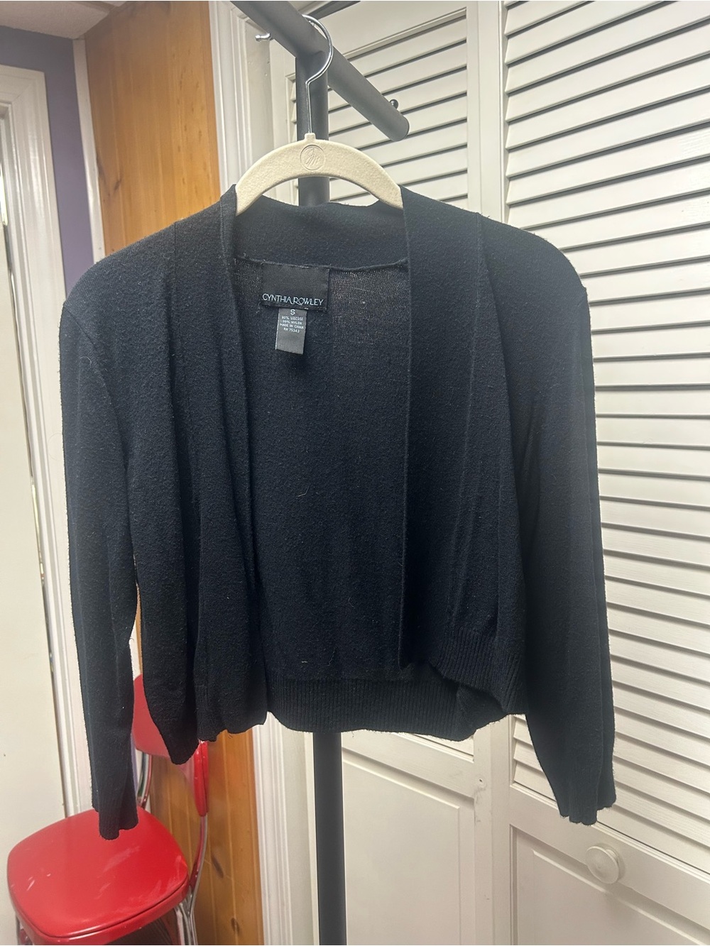 Cynthia Rowley Black Open-Front Cropped shrug